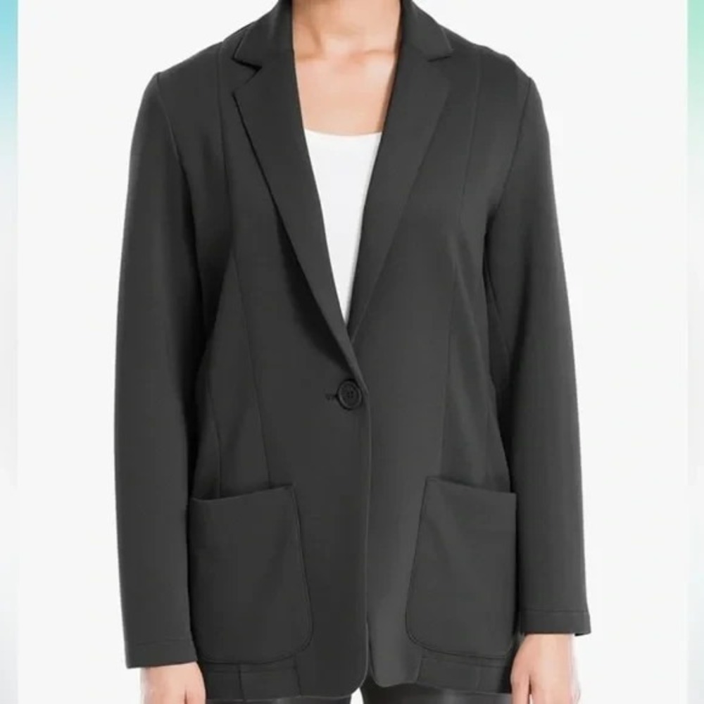 Max Studio Classic Black Women's Blazer Relaxed-Fit in Black